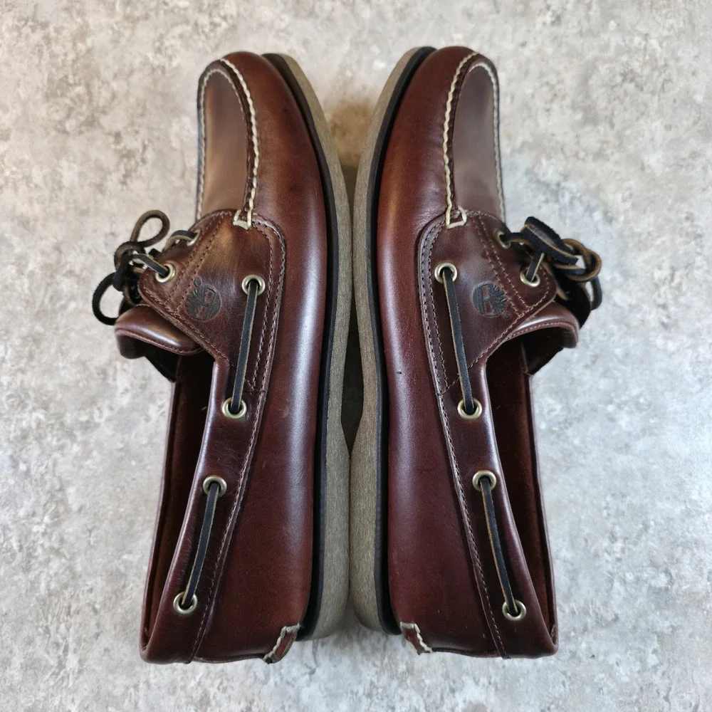 Timberland Classic 2-Eye Boat Shoes Brown Leather Deck ShoeYacht 25077 Size 11.5